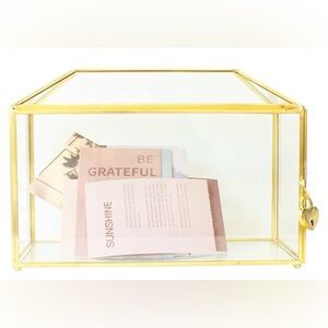 ELEGANT GOLD GLASS CARD HOLDER/TERRARIUM